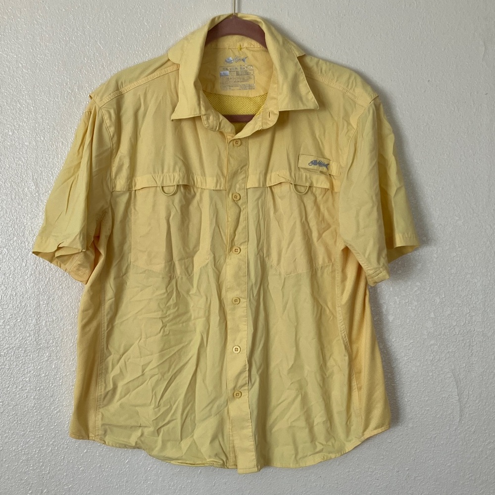 Silver Bait Yellow Vented Fishing Shirt L